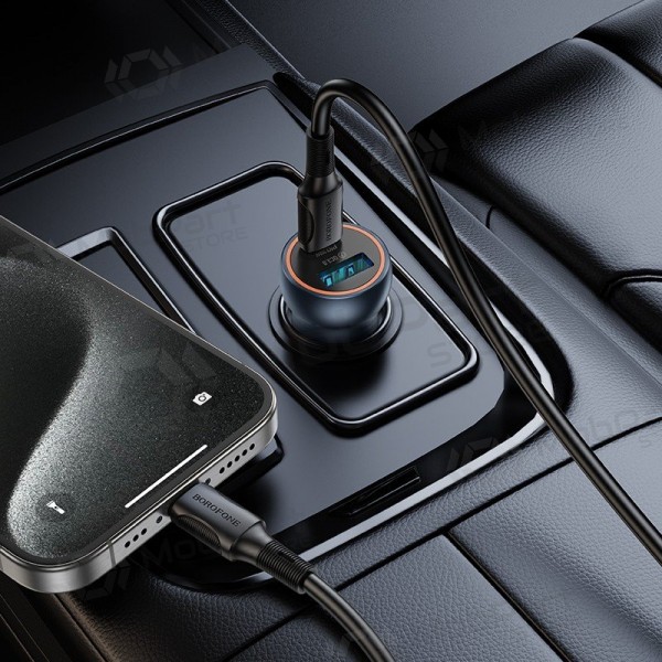 Borofone BZ32A 30 W USB-C + USB-A Autoladegerät, grau
