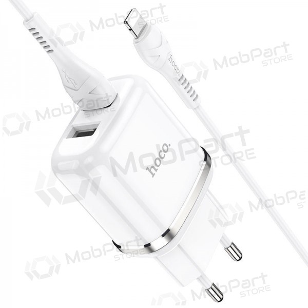 Ladegerät Hoco N4 X 2 USB  jungtimis + Lightning (2.4A) (Weiß)