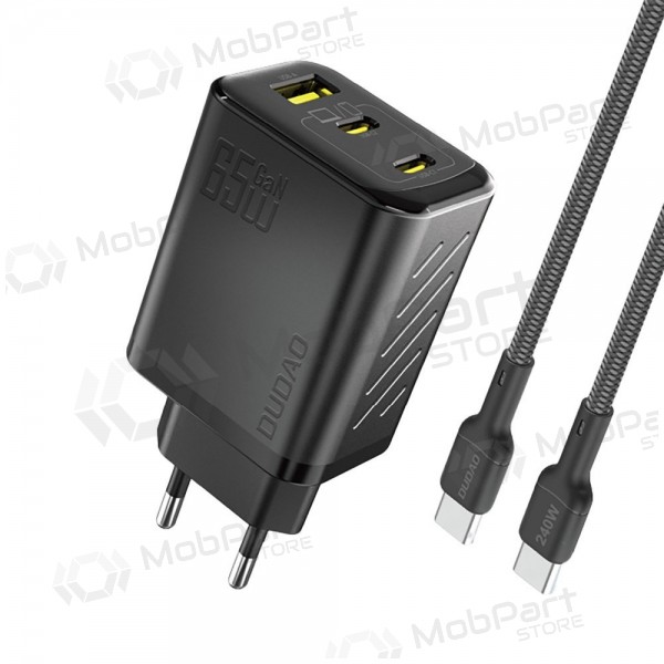 Telefonladegerät Dudao A28PC 45 W GaN 2x USB-C mit USB-C Kabel 1 m schwarz