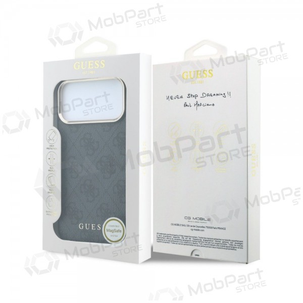 Apple iPhone 18 Pro Hülle - Guess PU Leather 4G Gold Frame MagSafe (schwarz)