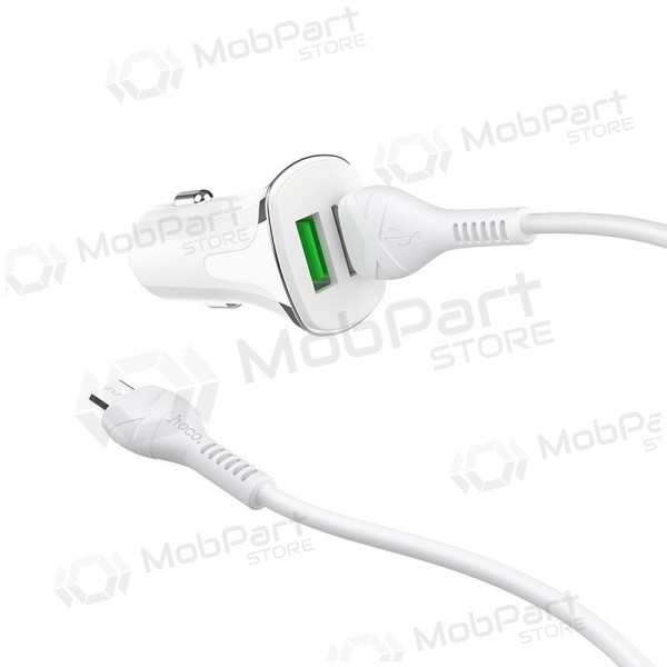 Ladegerät automobilinis Hoco Z31 Quick Charge 3.0 (3.4A) x 2 USB + microUSB (Weiß)