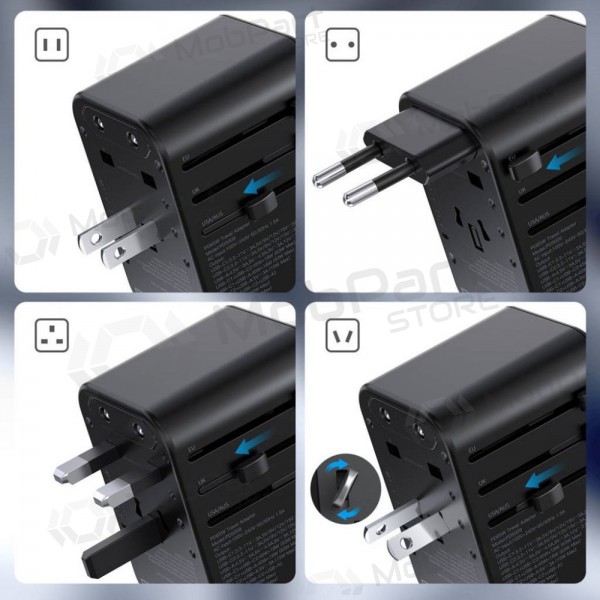 Universal kelioninis Ladegerät Choetech PD5009 65W 2xUSB-C/USB-A Schwarz