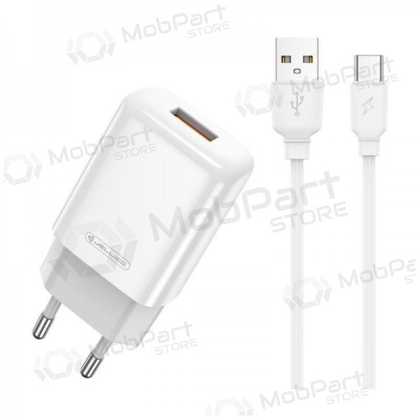 Ladegerät buitinis Jellico EU01 2.4A USB + Type-C Weiß