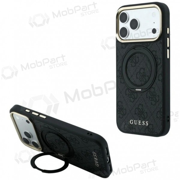 Apple iPhone 18 Pro Hülle - Guess PU 4G Ring Stand MagSafe (Schwarz)