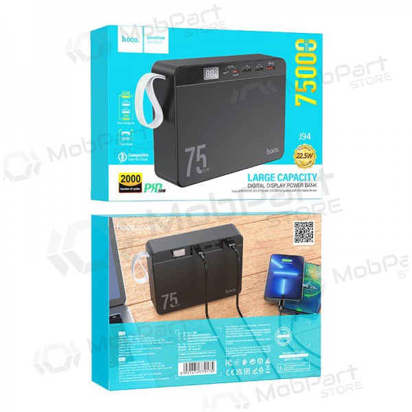 externe Batterie Power Bank Hoco J94 Overlord 22.5W 75000mAh Schwarz