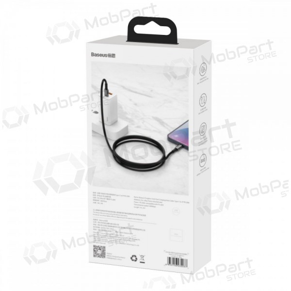 USB-Kabel Baseus Tungsten Gold Fast Data Type-C - Type-C 100W 1.0m (Schwarz) CATWJ-01