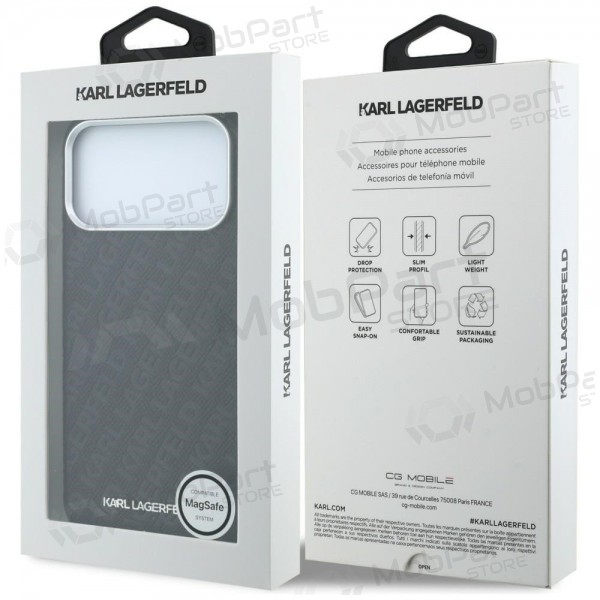 Apple iPhone 18 Pro Max hülle - Karl Lagerfeld PU Grained Allover Semi Wrap MagSafe (schwarz)