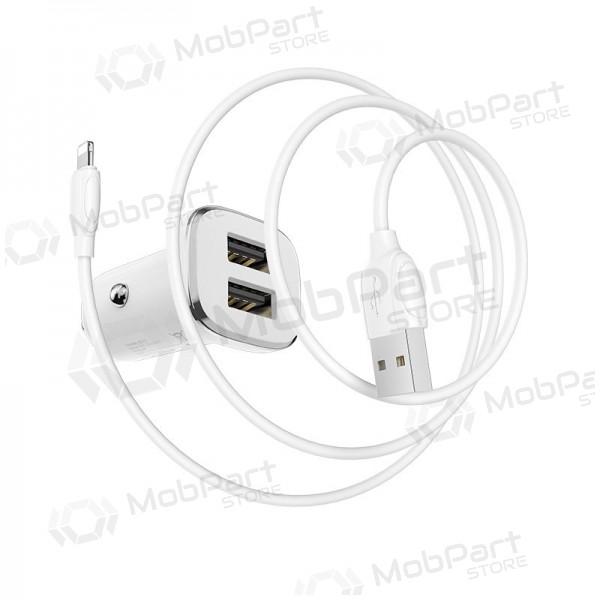 Ladegerät automobilinis Borofone BZ12 USB + Lightning (2.4A) (Weiß)