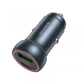 Borofone BZ32A 30 W USB-C + USB-A Autoladegerät, grau