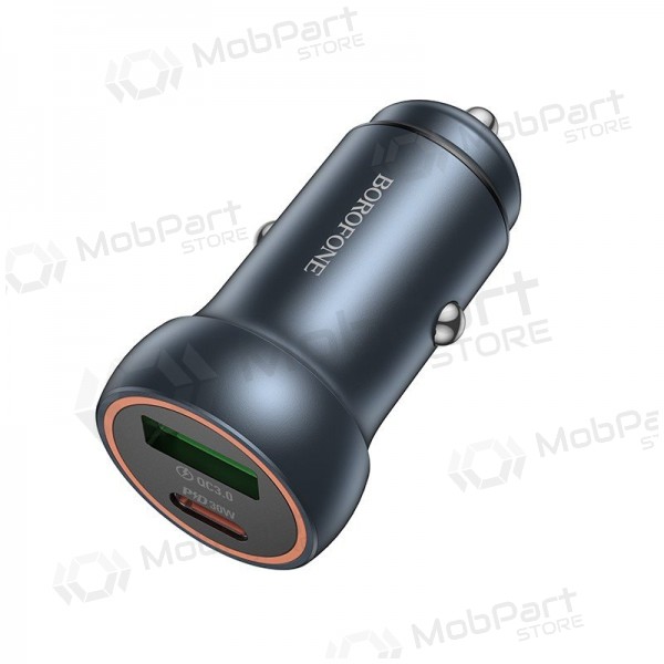 Borofone BZ32A 30 W USB-C + USB-A Autoladegerät, grau