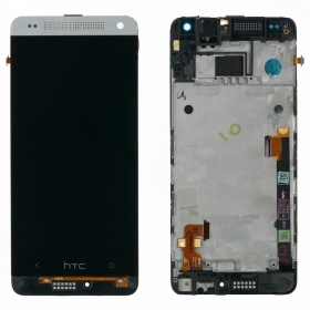 HTC One Mini (M4) Display (Silbrig) (mit Rahmen) (service pack) (original)