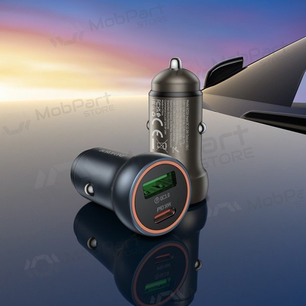 Borofone BZ32A 30 W USB-C + USB-A Autoladegerät, grau