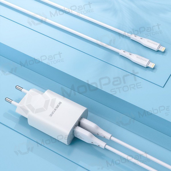 Ladegerät Borofone BN2 2xUSB 2.1A + Lightning (Weiß)
