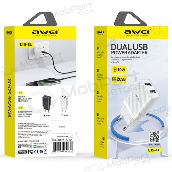 Ladegerät Awei C15-EU 2xUSB-A 10W Weiß