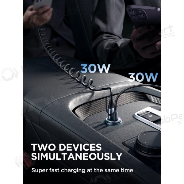 Ladegerät automobilinis Joyroom JR-CCN04 USB-C/USB-A 60W Schwarz