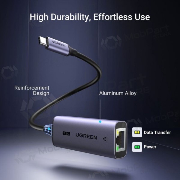 USB-C adapteris Ugreen CM648 USB-C zu RJ45 grau