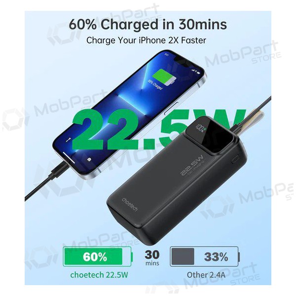 externe Batterie Power Bank Choetech B730 22.5W 30000mAh Schwarz
