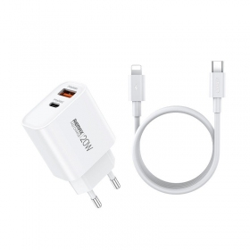 Telefonladegerät Remax RP-U120 20 W USB-C + USB-A mit Lightning-Kabel 1 m weiß