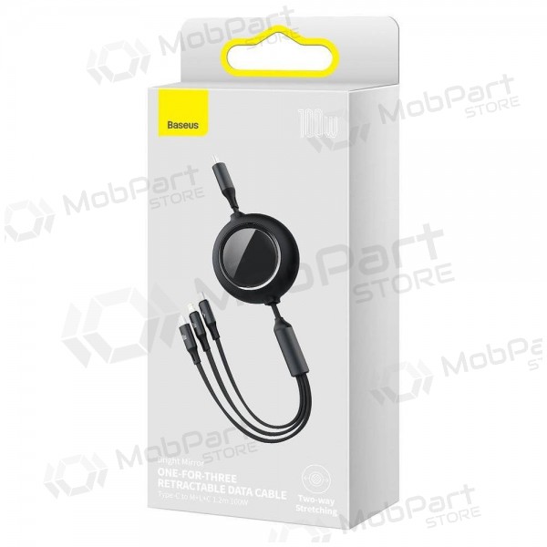 USB Kabel Baseus Bright Mirror Type-C - microUSB+Lightning+Type-C 100W 1.2m (Schwarz) CAMLC-AMJ01