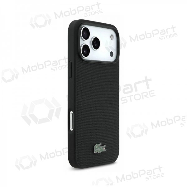 Apple iPhone 18 Pro Hülle - Lacoste PVC Petit Pique Semi Wrap Embossed MagSafe (Schwarz)