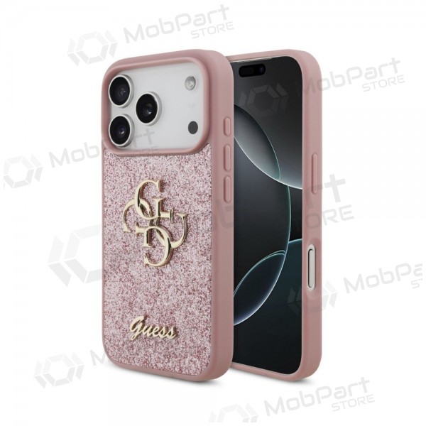 Apple iPhone 18 Pro hülle - Guess PU Fixed Glitter 4G Metal Logo (rosa)