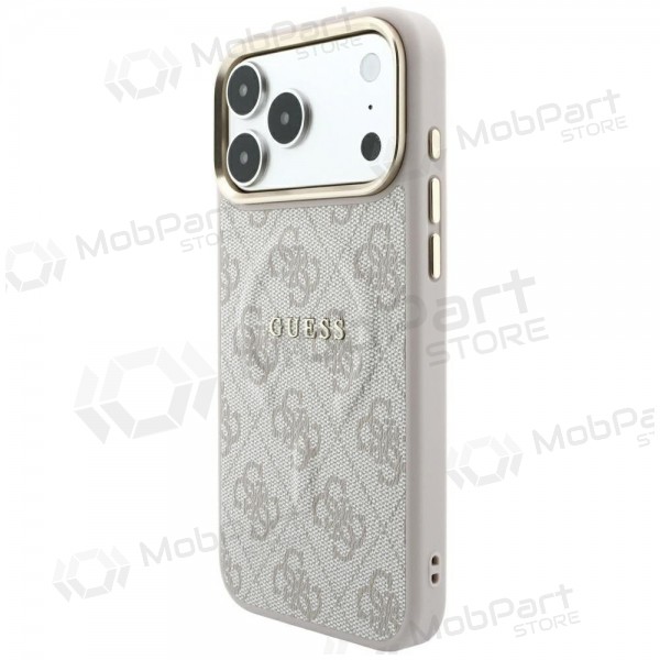 Apple iPhone 18 Pro Max hülle - Guess PU Leather 4G Gold Frame Embossed MagSafe (rosa)