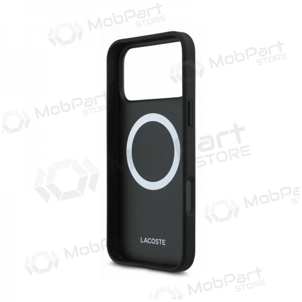 Apple iPhone 18 Pro Max Hülle - Lacoste PVC Petit Pique Semi Wrap Embossed MagSafe (Schwarz)