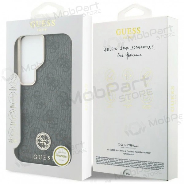Samsung Galaxy S26 Ultra hülle - Guess PU Leather 4G Strass Logo Gold Frame Magnetic (schwarz)