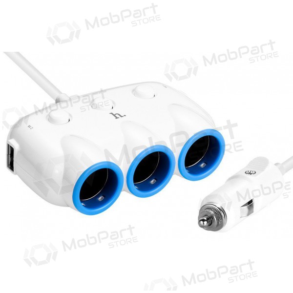 Auto-Ladegerät HOCO C1 TRIPLE + USB (5V 3.1A) (Weiß)