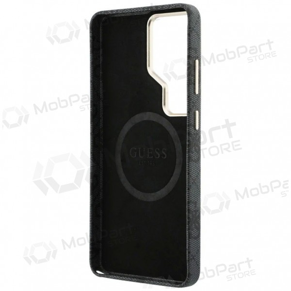 Samsung Galaxy S26 Ultra hülle - Guess PU Leather 4G Strass Logo Gold Frame Magnetic (schwarz)