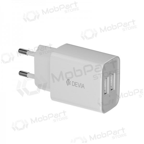 Ladegerät Devia Smart x 2 USB (2.4A) + MicroUSB, (Weiß)