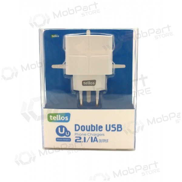 Ladegerät Tellos su USB (dual) (1A+2.1A) (Weiß)