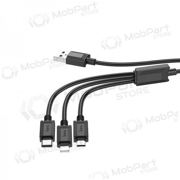 USB Kabel Hoco X74 3in1 microUSB-Lightning-Type-C 1.0m (Schwarz)