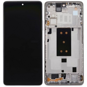 Ekranas Xiaomi 11T 5G su lietimui jautriu stikliuku und rėmeliu Moonlight White/Silver original (service pack)