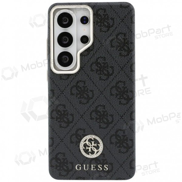Samsung Galaxy S26 Ultra hülle - Guess PU Leather 4G Strass Logo Gold Frame Magnetic (schwarz)