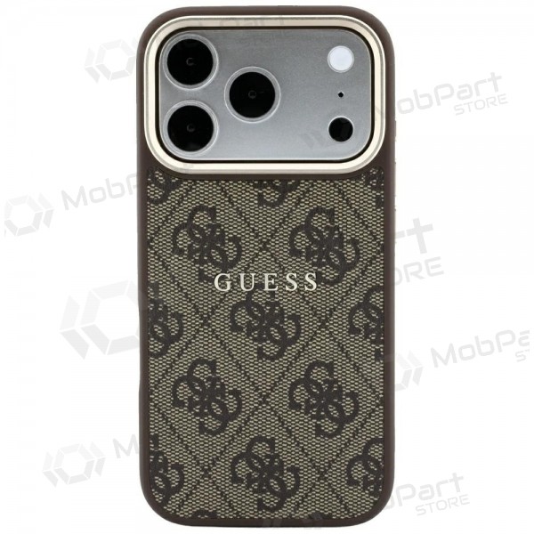 Apple iPhone 18 Pro Max hülle - Guess PU Leather 4G Gold Frame Embossed MagSafe (braun)