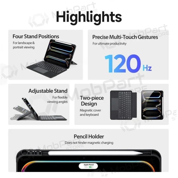 Apple iPad Pro 11 2024, 2025 hülle mit tastatur - Dux Ducis DK (schwarz)