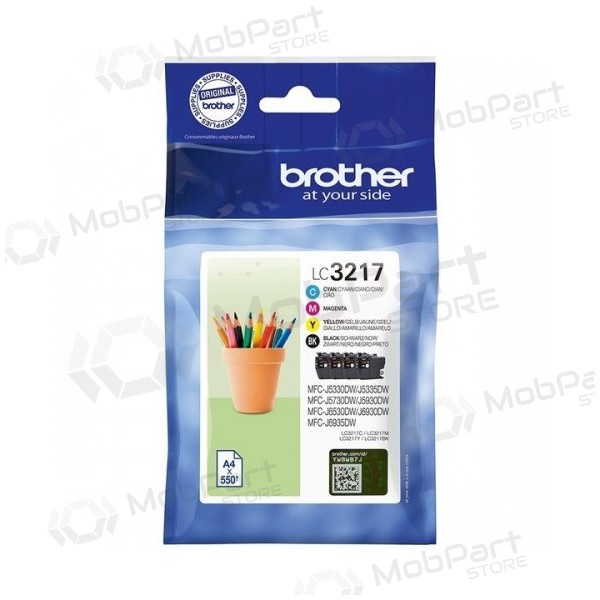 Brother LC3217 (LC3217VALDR) Tintenpatronen-Set, Schwarz, Cyan, Magenta, Gelb