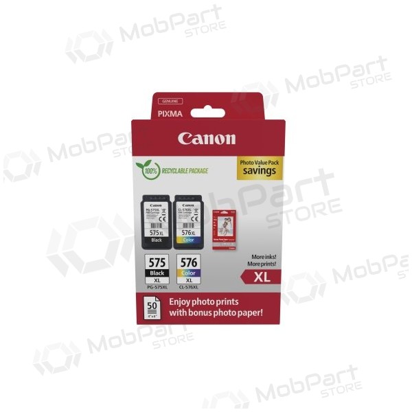 Canon PG-575XL/CL-576XL (5437C006) Photo Value Pack Tintenpatronen-Set, BK/CMY