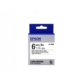 Epson Etikettenkassette LK-2WBN Standardkleber Schwarz auf Weiß 6mm (9m)
