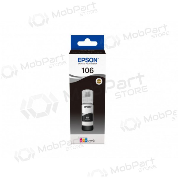 Epson 106 (C13T00R140), Fotoschwarz Tintenflasche für EcoTank Drucker, 70 ml